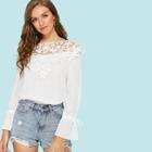 Shein Contrast Lace Knot Blouse