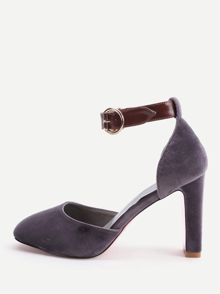 Shein Grey Ankle Strap Stiletto Heels
