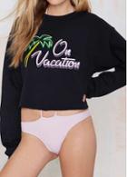 Rosewe Round Neck Black Long Sleeve Printed Sweats