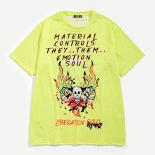 Shein Men Letter And Skull Print Tee