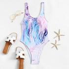 Shein Low Back Watercolor Swimsuit