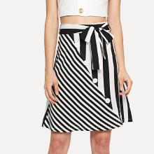 Shein Single Breasted Self Tie Waist Skirt