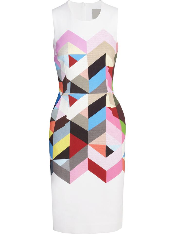 Shein White Round Neck Sleeveless Print Pockets Dress