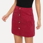 Shein Pocket Patched Button Up Cord Skirt