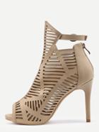 Shein Brown Peep Toe Buckle Strap High Heels