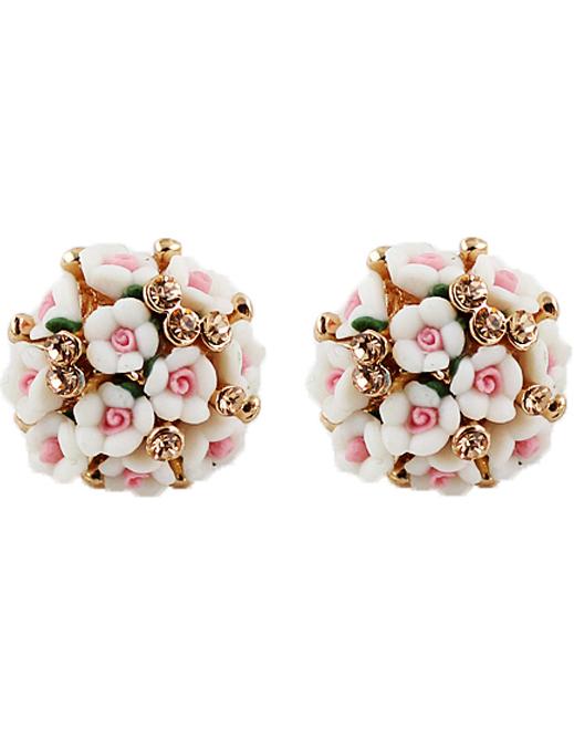 Shein White Flowers Diamond Earrings