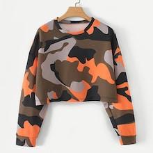Shein Camo Print Crop Sweatshirt