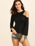 Shein Black Cutout Shoulder T-shirt