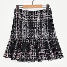 Shein Contrast Lace Plaid Tweed Skirt