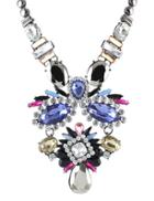 Shein Multicolor Gemstone Silver Chain Necklace