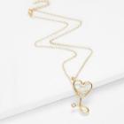 Shein Heart Pendant Chain Necklace With Rhinestone