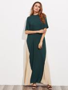 Shein Mock Neck Contrast Cut And Sew Tee Dress
