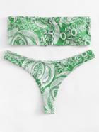 Shein Mixed Print Bandeau Bikini Set