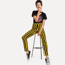 Shein Zip Fly Striped Print Pants