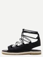 Shein Black Peep Toe Lace-up Sandals