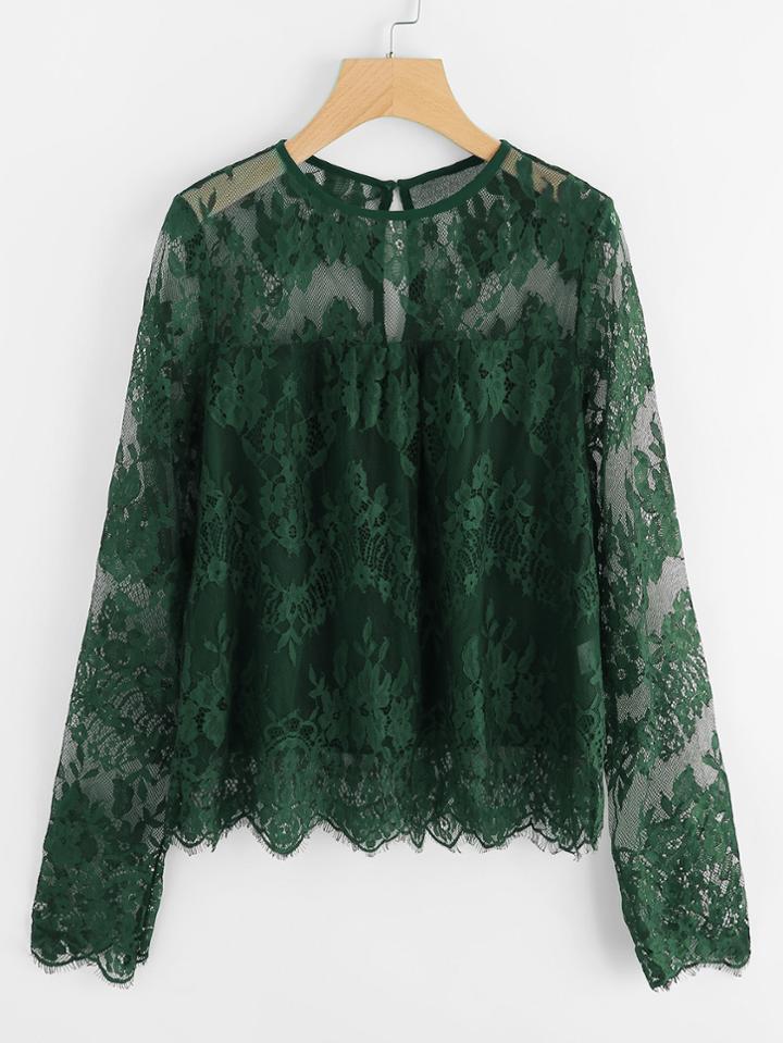 Shein Floral Eyelash Lace Top