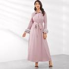 Shein Striped Ruffle Cuff Half Placket Shirt Dress
