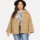 Shein Plus Solid Double Button Pea Coat