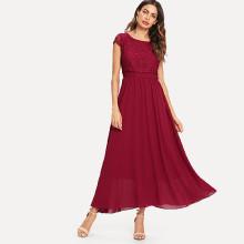 Shein Lace Contrast Chiffon Tank Dress