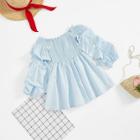 Shein Girls Gathered Sleeve Shirred Dress