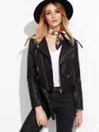 Shein Faux Leather Moto Jacket With Buckle Belt