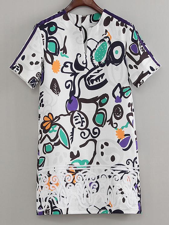 Shein Multicolor Collarless Printed Zipper Back Dress