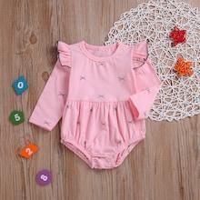 Shein Toddler Girls Frill Trim Bow Print Jumpsuit