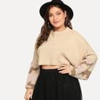 Shein Plus Camo Print Sleeve Oversized Batwing Jumper
