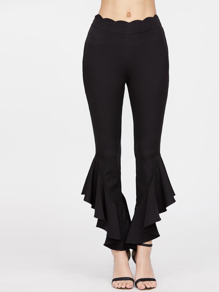 Shein Scallop Waist Ruffle Hem Crop Pants