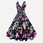 Shein Deep V Neckline Floral Print Dress
