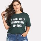 Shein Plus Letter Print Drop Shoulder T-shirt