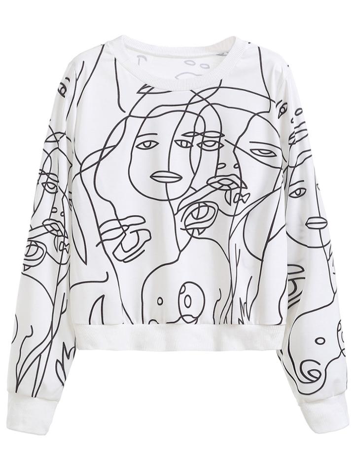 Shein White Graphic Print Sweatshirt