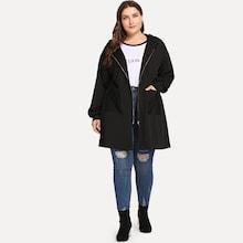 Shein Plus Bishop Sleeve Solid Jacket