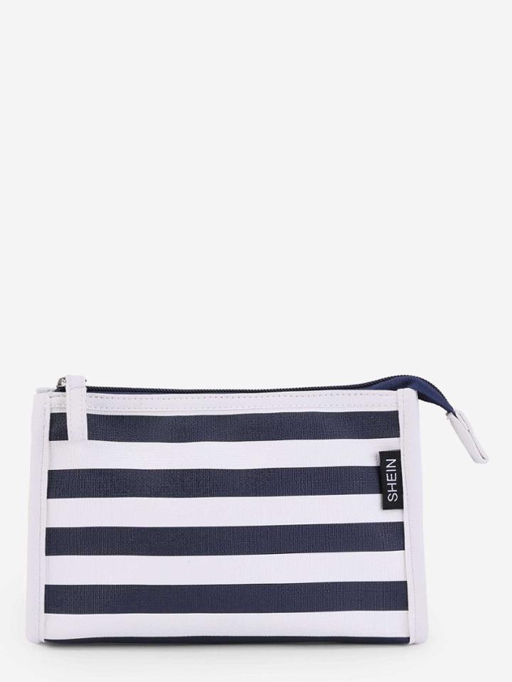 Shein Block Striped Zipper Clutch Bag