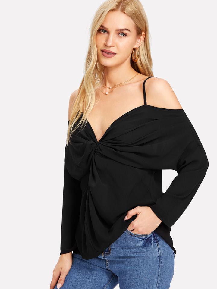 Shein Twist Front Cold Shoulder Top