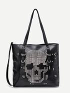 Shein Studded Decorated Pu Shoulder Bag With Convertible Strap