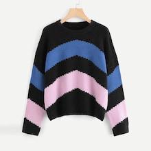 Shein Drop Shoulder Chevron Sweater