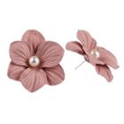Shein Faux Pearl Detail Flower Stud Earrings