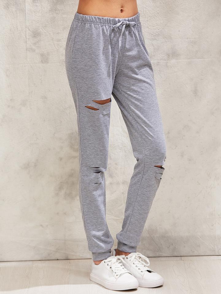 Shein Ripped Drawstring Sweatpants