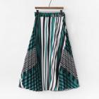 Shein Abstract Striped Pleated Skirt