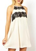 Rosewe Pretty Round Neck Sleeveless Print Straight Dress White