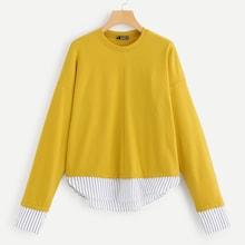 Shein Drop Shoulder Contrast Hem Sweatshirt