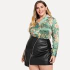 Shein Plus Satin Floral Print Blouse