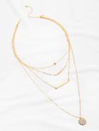 Shein Sequin And Beads Pendant Multi-layer Chain Necklace