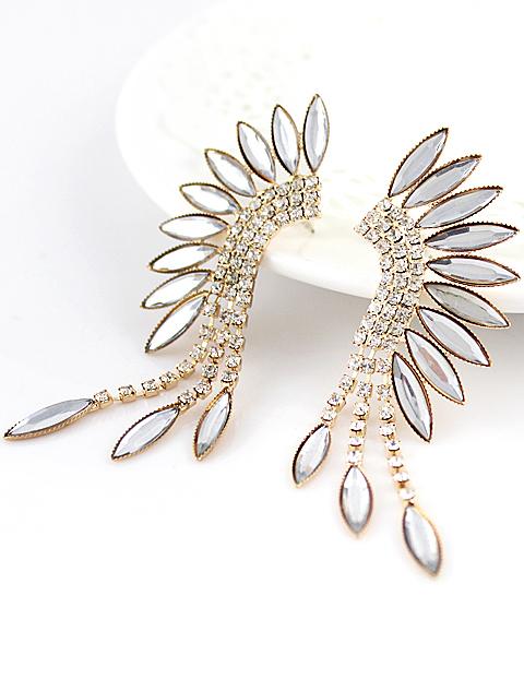 Shein White Gemstone Gold Crystal Elegant Earrings