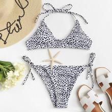 Shein Self Tie Dot Print Bikini Set