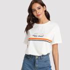 Shein Graphic Print Roll Up Sleeve Tee