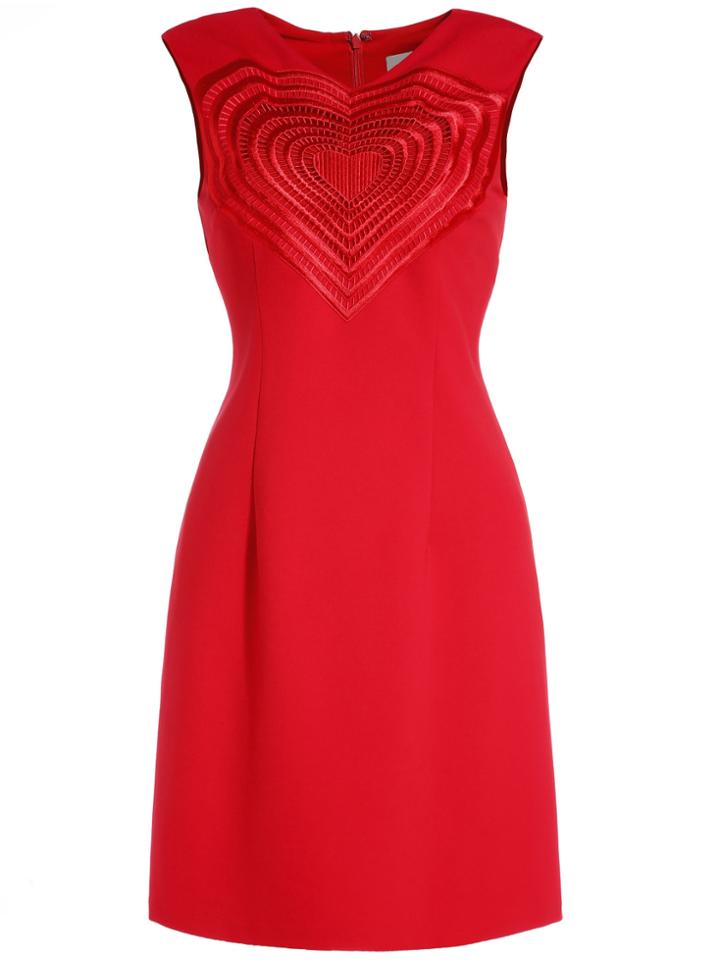 Shein Red V Neck Sleeveless Hollow Heart Dress