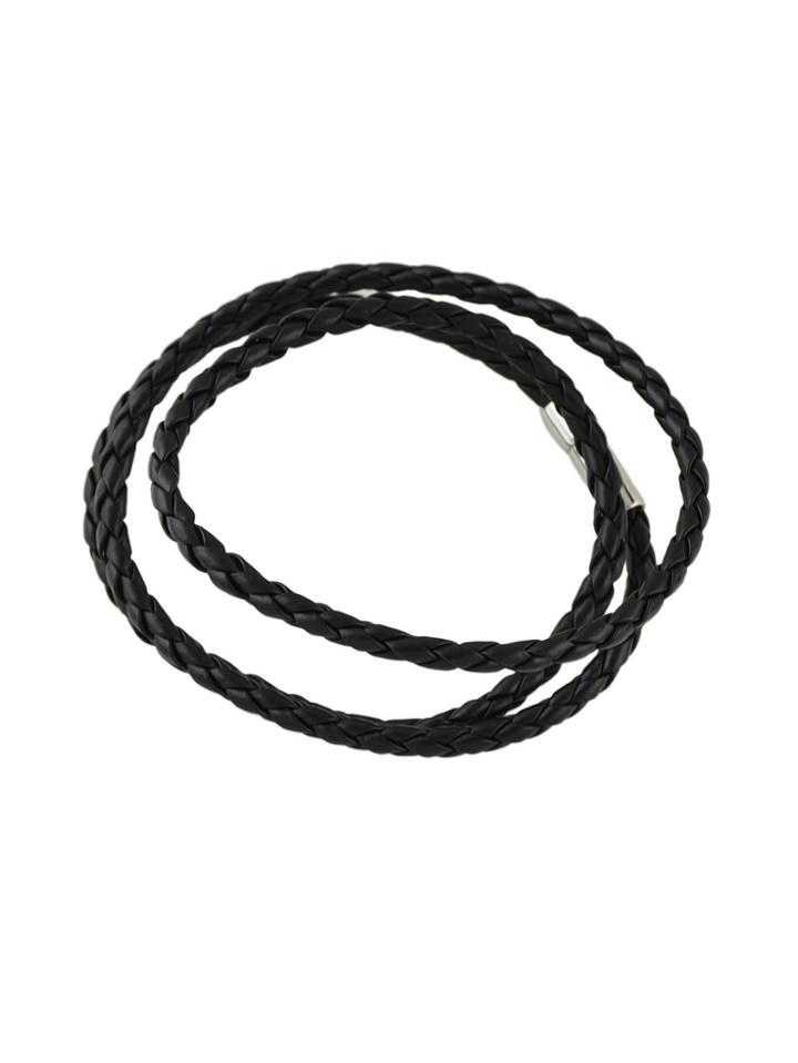 Shein Black Color Braided Pu Leather Wrap Bracelets