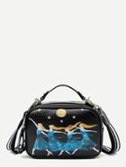Shein Girl Print Grab Bag With Striped Strap
